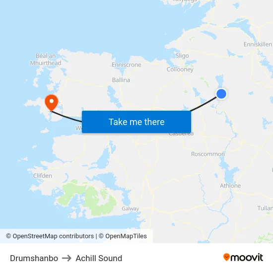 Drumshanbo to Achill Sound map