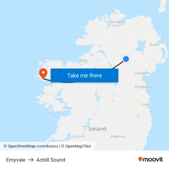Emyvale to Achill Sound map