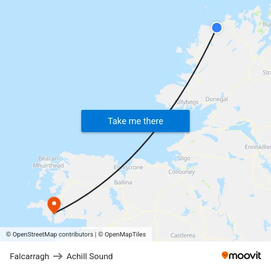 Falcarragh to Achill Sound map