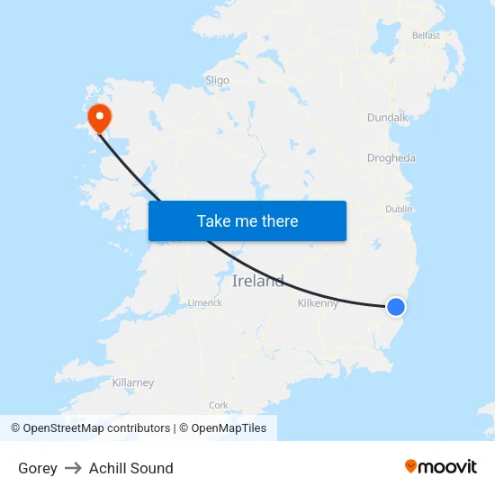 Gorey to Achill Sound map