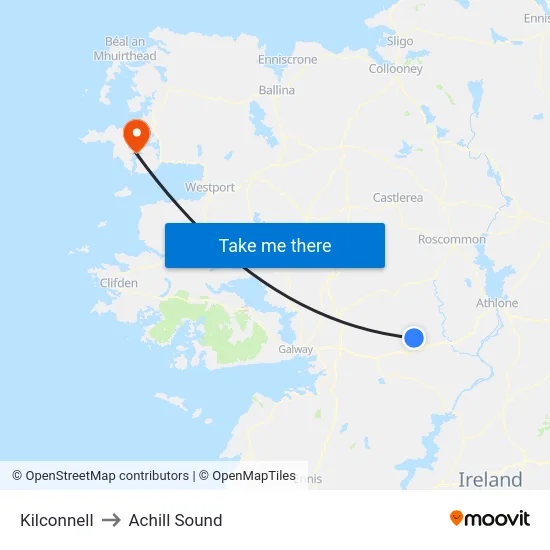 Kilconnell to Achill Sound map
