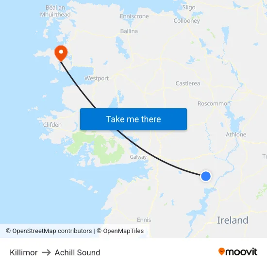 Killimor to Achill Sound map