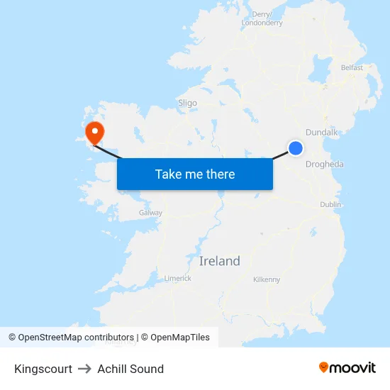 Kingscourt to Achill Sound map