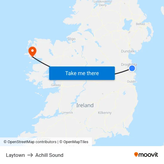 Laytown to Achill Sound map