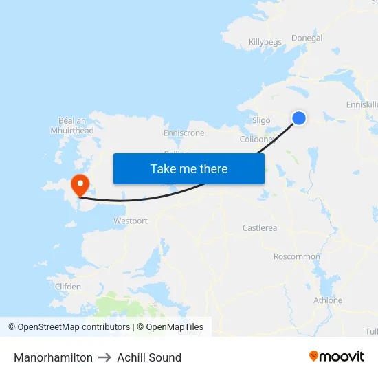 Manorhamilton to Achill Sound map
