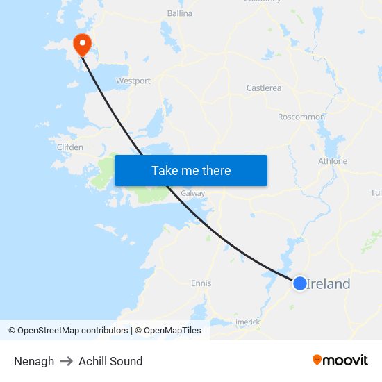 Nenagh to Achill Sound map