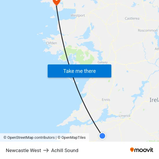 Newcastle West to Achill Sound map