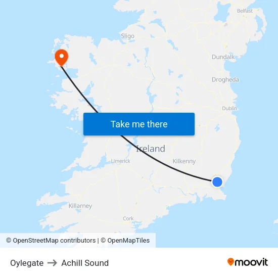 Oylegate to Achill Sound map