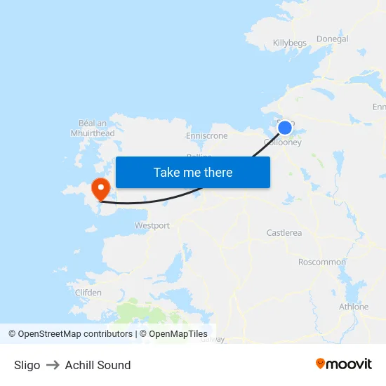 Sligo to Achill Sound map