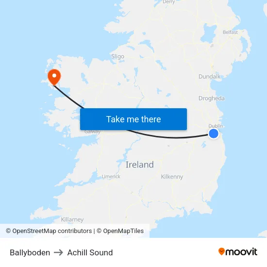 Ballyboden to Achill Sound map