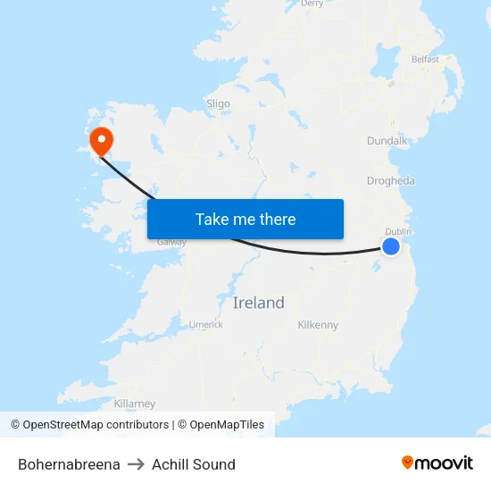 Bohernabreena to Achill Sound map