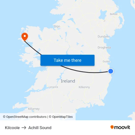 Kilcoole to Achill Sound map