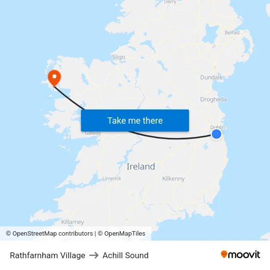 Rathfarnham Village to Achill Sound map