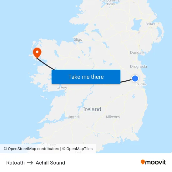 Ratoath to Achill Sound map