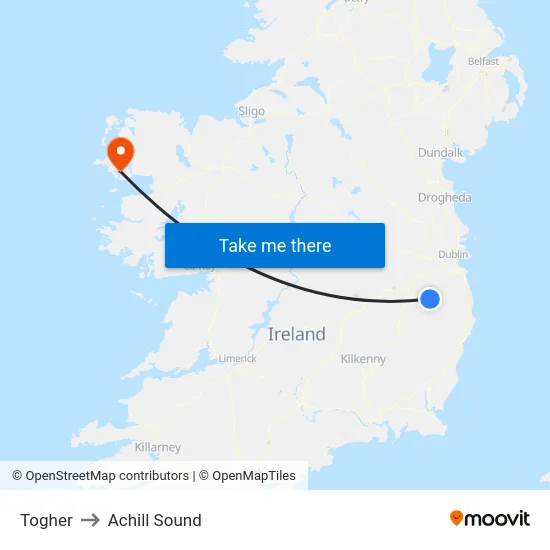 Togher to Achill Sound map