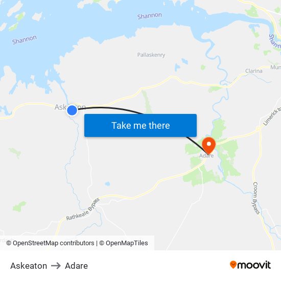 Askeaton to Adare map