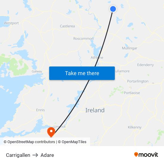 Carrigallen to Adare map