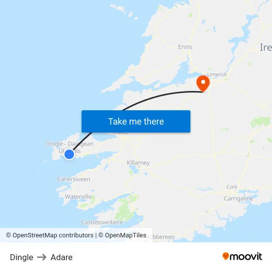 Dingle to Adare map