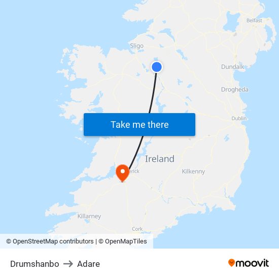 Drumshanbo to Adare map