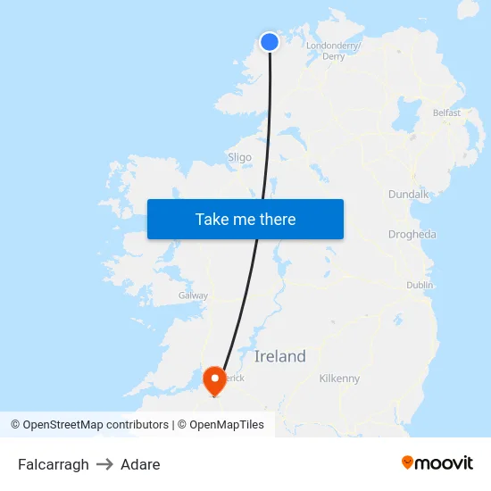Falcarragh to Adare map