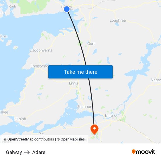 Galway to Adare map