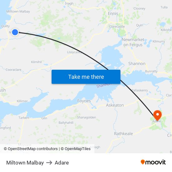 Miltown Malbay to Adare map