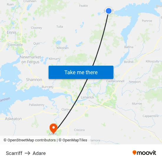 Scarriff to Adare map