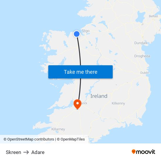 Skreen to Adare map