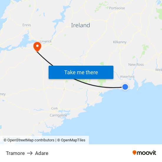 Tramore to Adare map