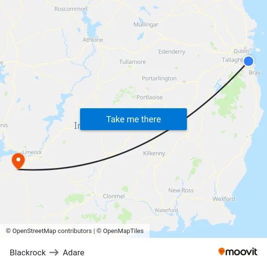 Blackrock to Adare map