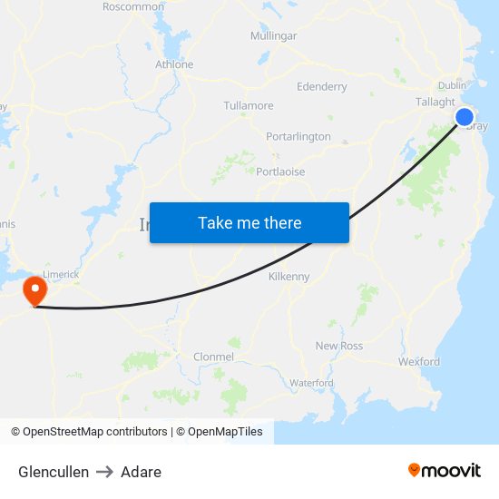 Glencullen to Adare map