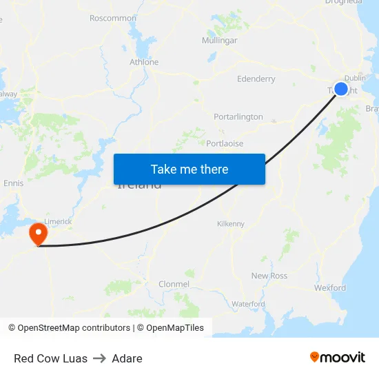 Red Cow Luas to Adare map