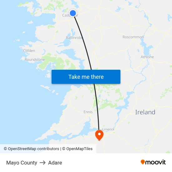 Mayo County to Adare map