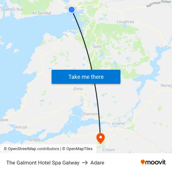 The Galmont Hotel Spa Galway to Adare map