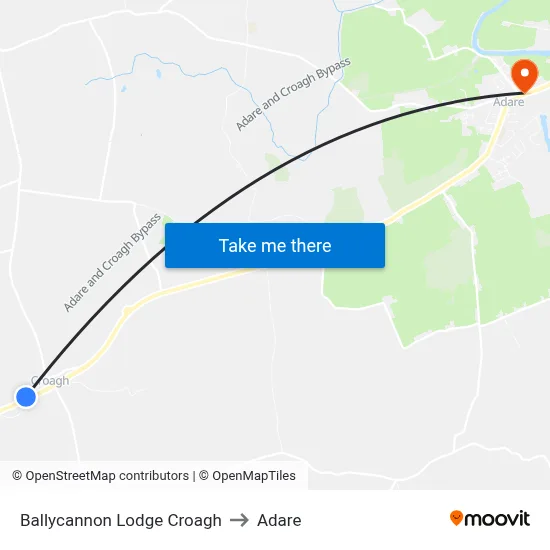 Ballycannon Lodge Croagh to Adare map