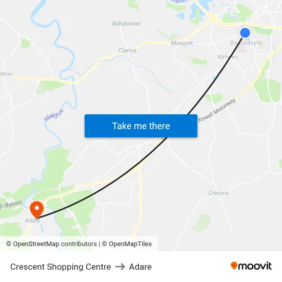 Crescent Shopping Centre to Adare map