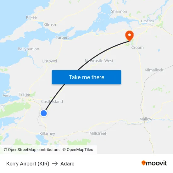 Kerry Airport (KIR) to Adare map