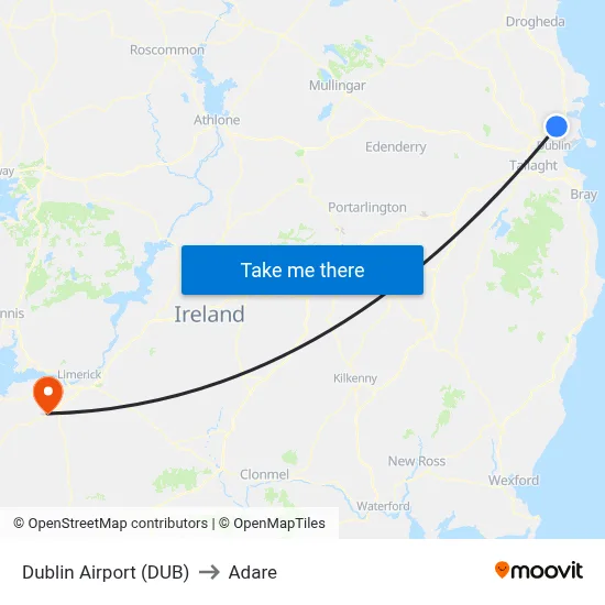 Dublin Airport (DUB) to Adare map
