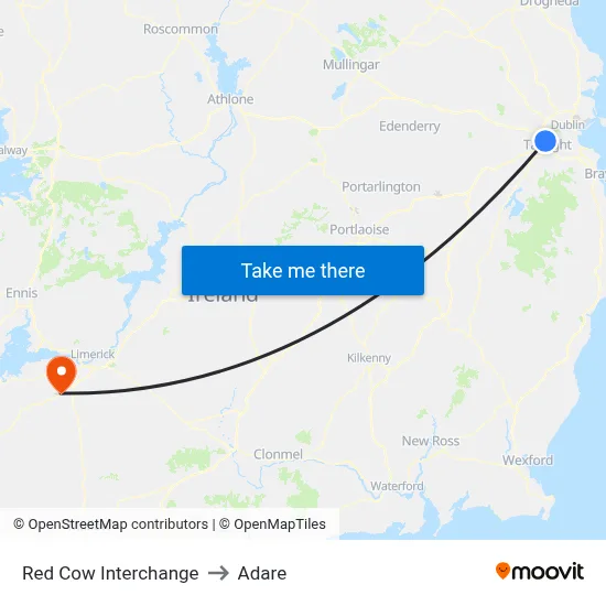 Red Cow Interchange to Adare map