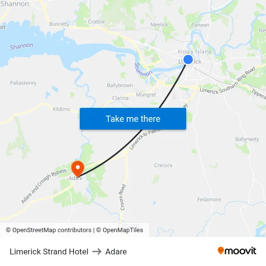 Limerick Strand Hotel to Adare map