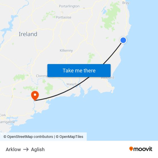 Arklow to Aglish map
