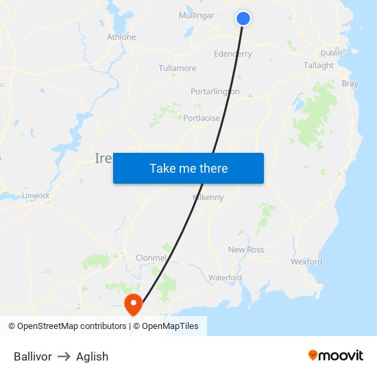 Ballivor to Aglish map