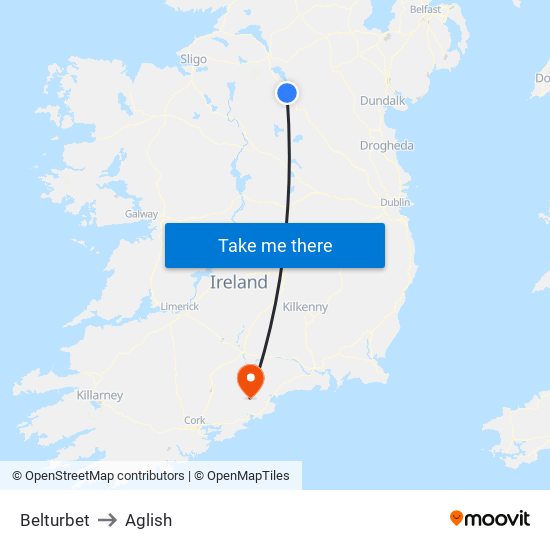 Belturbet to Aglish map