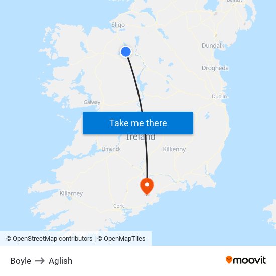 Boyle to Aglish map