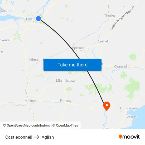 Castleconnell to Aglish map