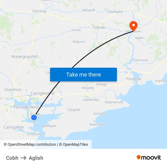 Cobh to Aglish map