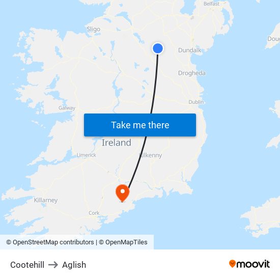 Cootehill to Aglish map