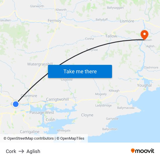 Cork to Aglish map