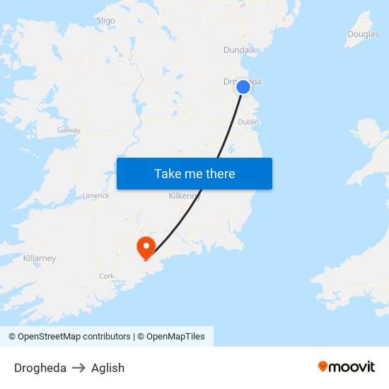 Drogheda to Aglish map