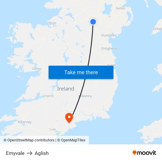 Emyvale to Aglish map